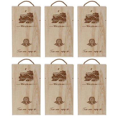 6pcs Red Wine Wooden Gift Box Packaging Storage Box for Wine Bottle Gifts - Single pull-out