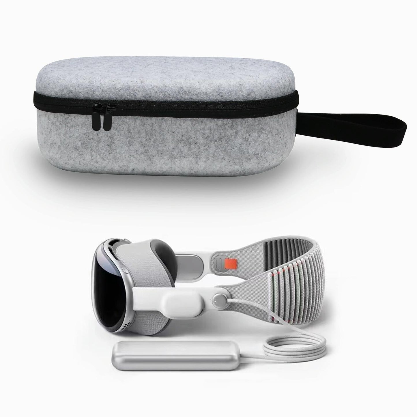 Portable Vr Headset Storage Bag for Apple Vision Pro Glasses - Gray Felt - Gray Linen