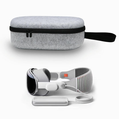 Portable Vr Headset Storage Bag for Apple Vision Pro Glasses - Gray Felt - Gray Linen