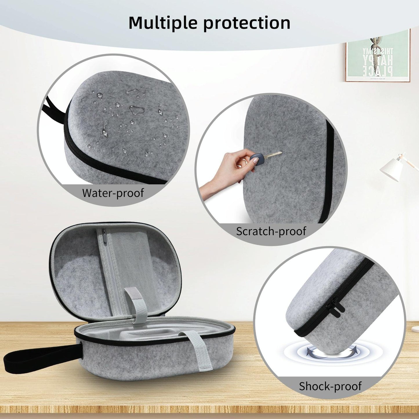 Portable Vr Headset Storage Bag for Apple Vision Pro Glasses - Gray Felt - Gray Linen