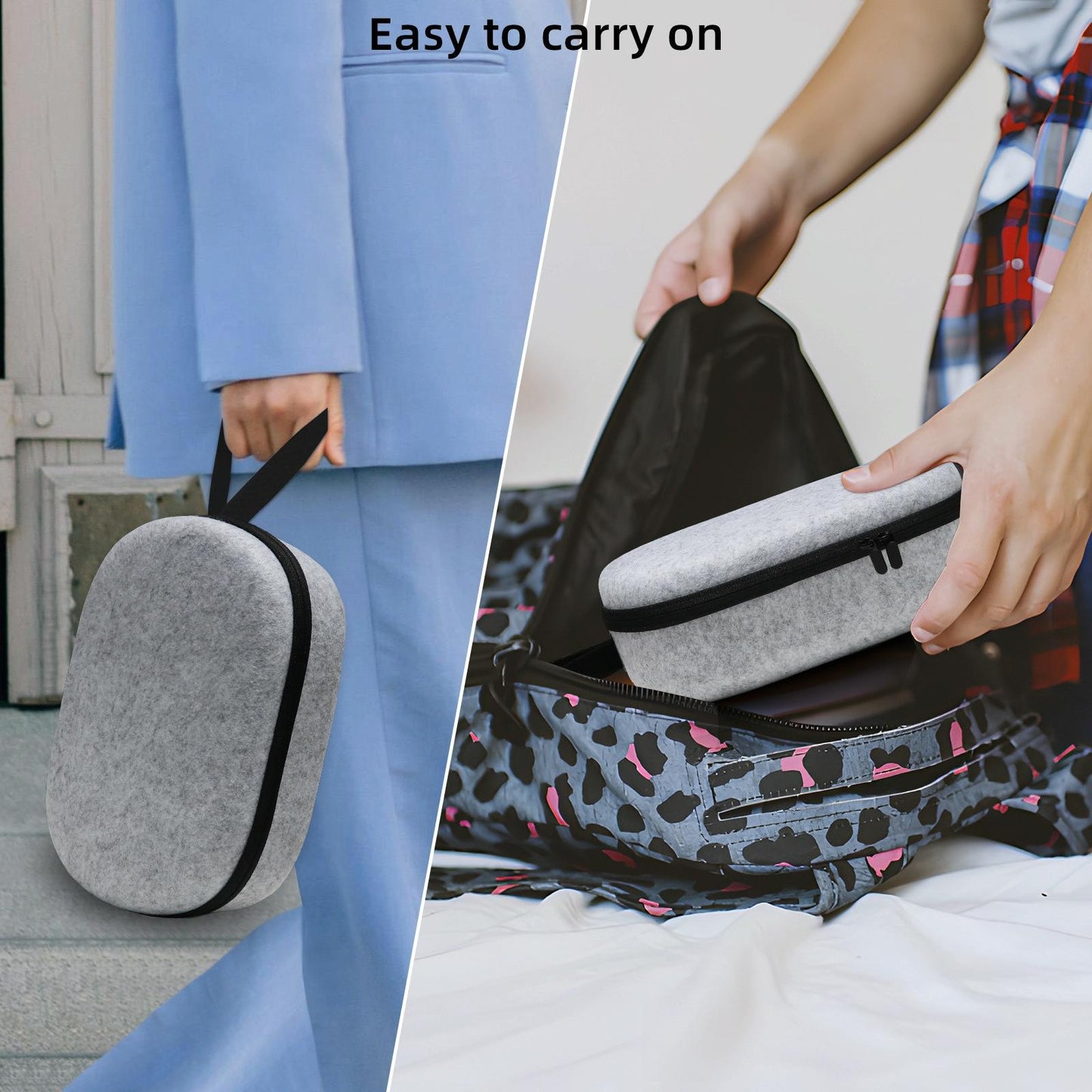 Portable Vr Headset Storage Bag for Apple Vision Pro Glasses - Gray Felt - Gray Linen