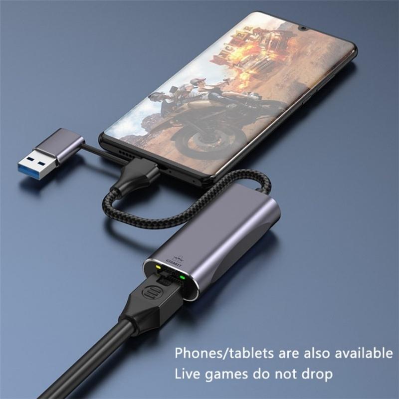 Usb Type-C Gigabit Hub Adapter For Laptop / Tablet / Phone