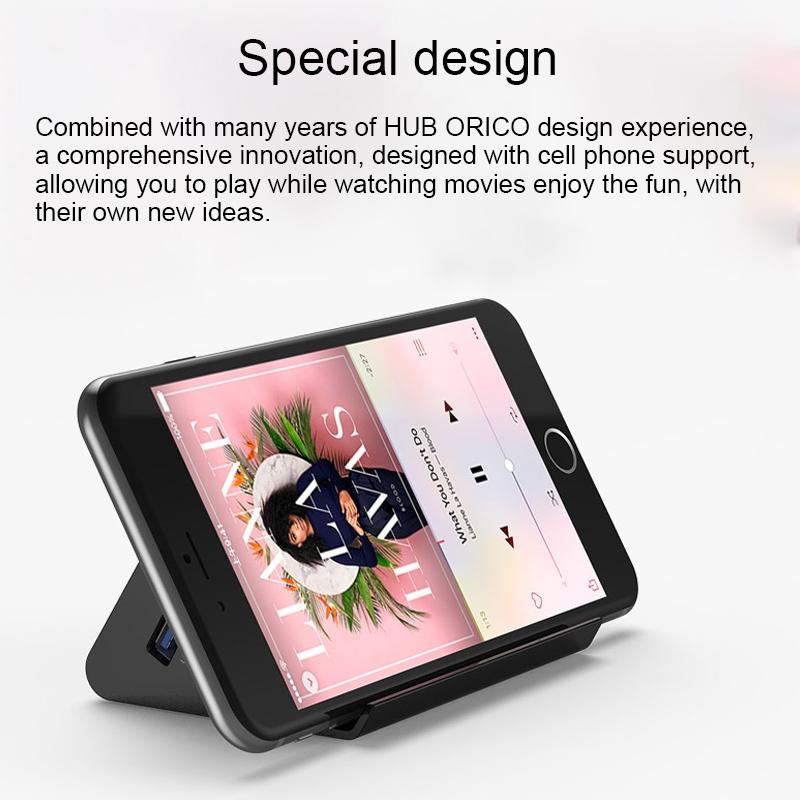 Desktop Usb 3.0 Hub With Phone / Tablet Holder & Led Indicator