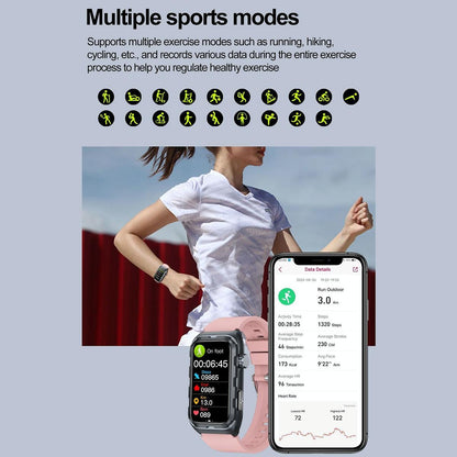 Waterproof Ecg Smart Watch For Health Monitoring - Ip68 - Black