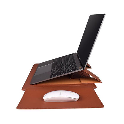 14.1 Inch Laptop Sleeve Leather Case with Small Storage Bag - Yellow