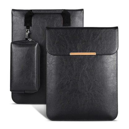 13.3 2-In-1 Laptop Sleeve With Mouse Storage In Pu Leather - Black