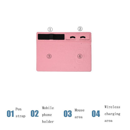 Jj 82401 Mouse Pad With Phone Charging & Holder - Grey