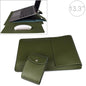 13.3 Inch Laptop Sleeve Leather Case with Small Storage Bag - Green
