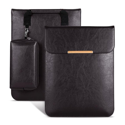 13.3 2-In-1 Laptop Sleeve With Mouse Storage In Pu Leather - Brown