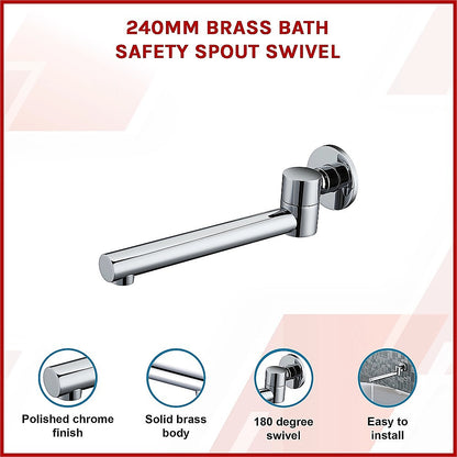 240mm Brass Bath Safety Spout Swivel