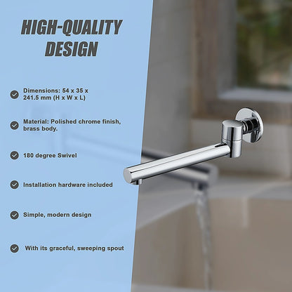 240mm Brass Bath Safety Spout Swivel