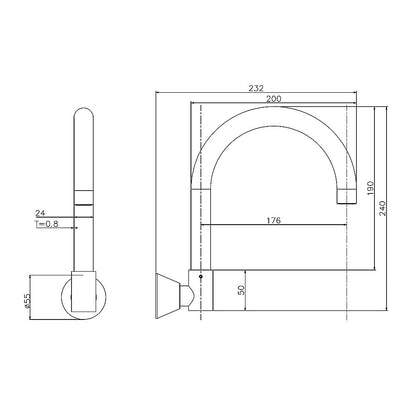High Reach Swivel Wall Kitchen Laundry Bath Basin Spout