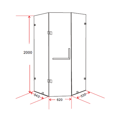 1000 x 1000mm Frameless 10mm Glass Shower Screen By Della Francesca