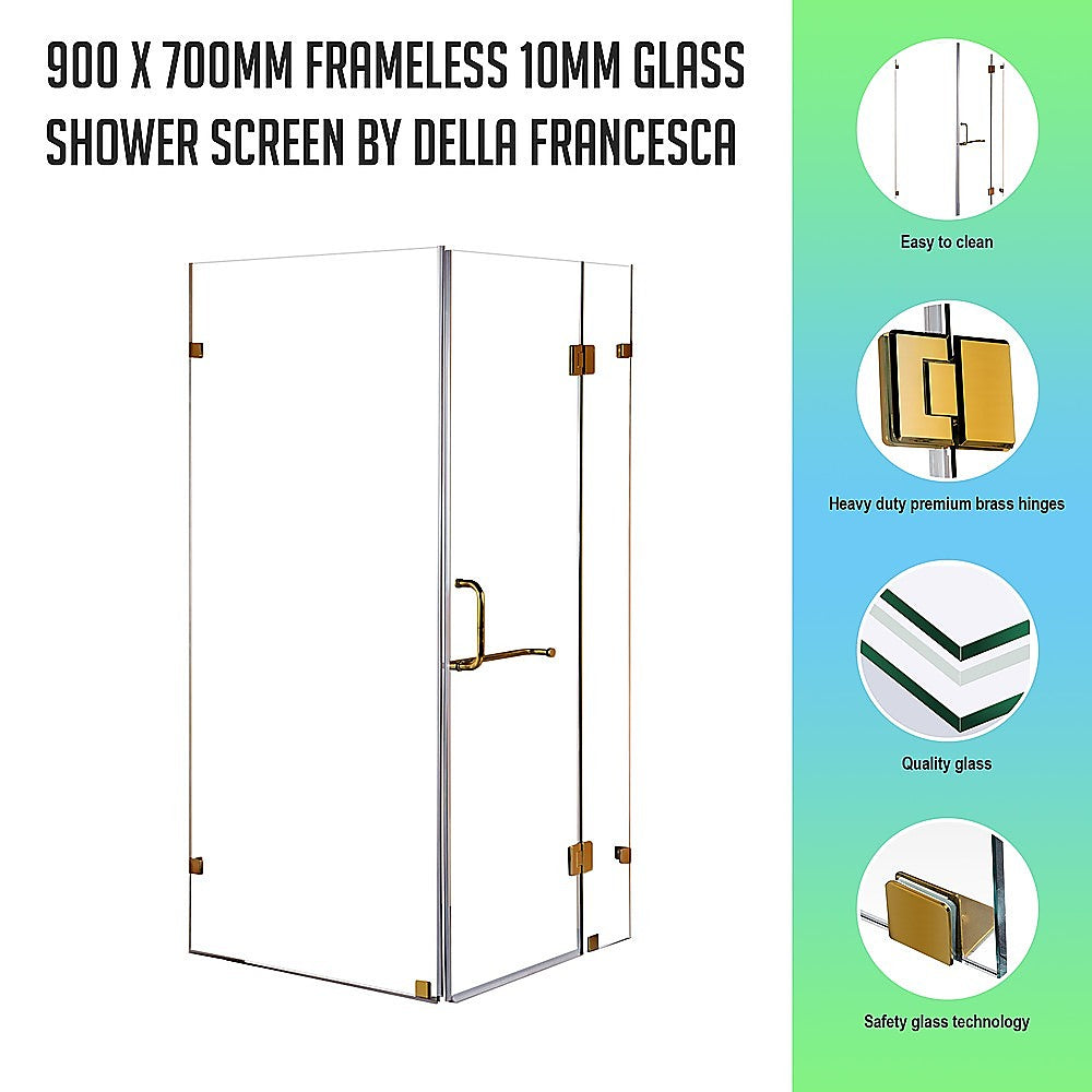 900 x 700mm Frameless 10mm Glass Shower Screen By Della Francesca