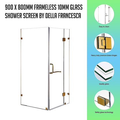 900 x 800mm Frameless 10mm Glass Shower Screen By Della Francesca