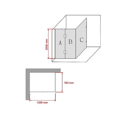 1200 x 700mm Frameless 10mm Glass Shower Screen By Della Francesca