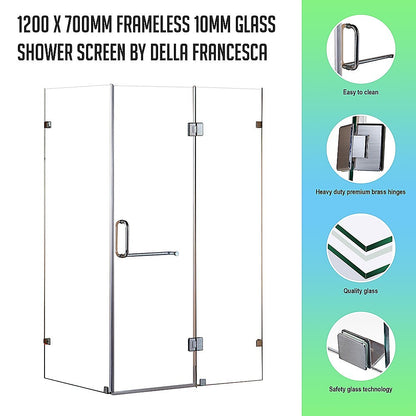 1200 x 700mm Frameless 10mm Glass Shower Screen By Della Francesca