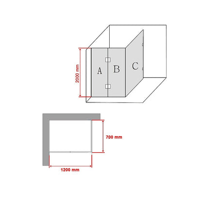 1200 x 700mm Frameless 10mm Glass Shower Screen By Della Francesca