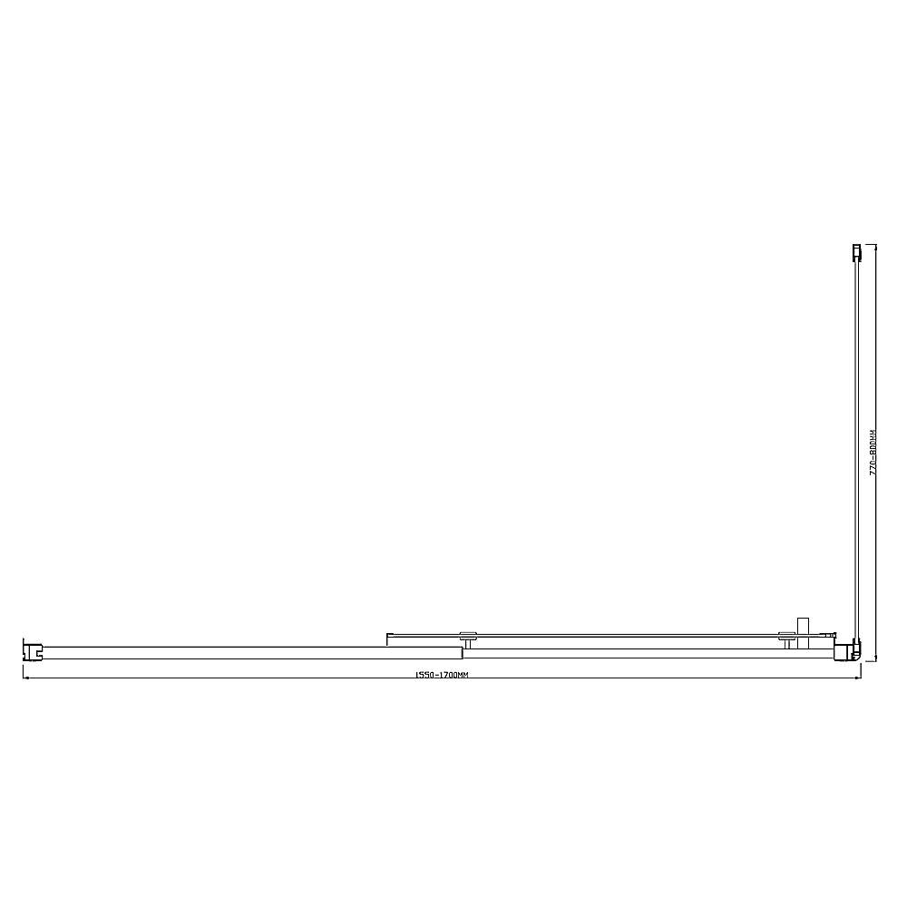 150mm Adjustable (1700x800mm) Single Door Corner Sliding Glass Shower Screen in Black