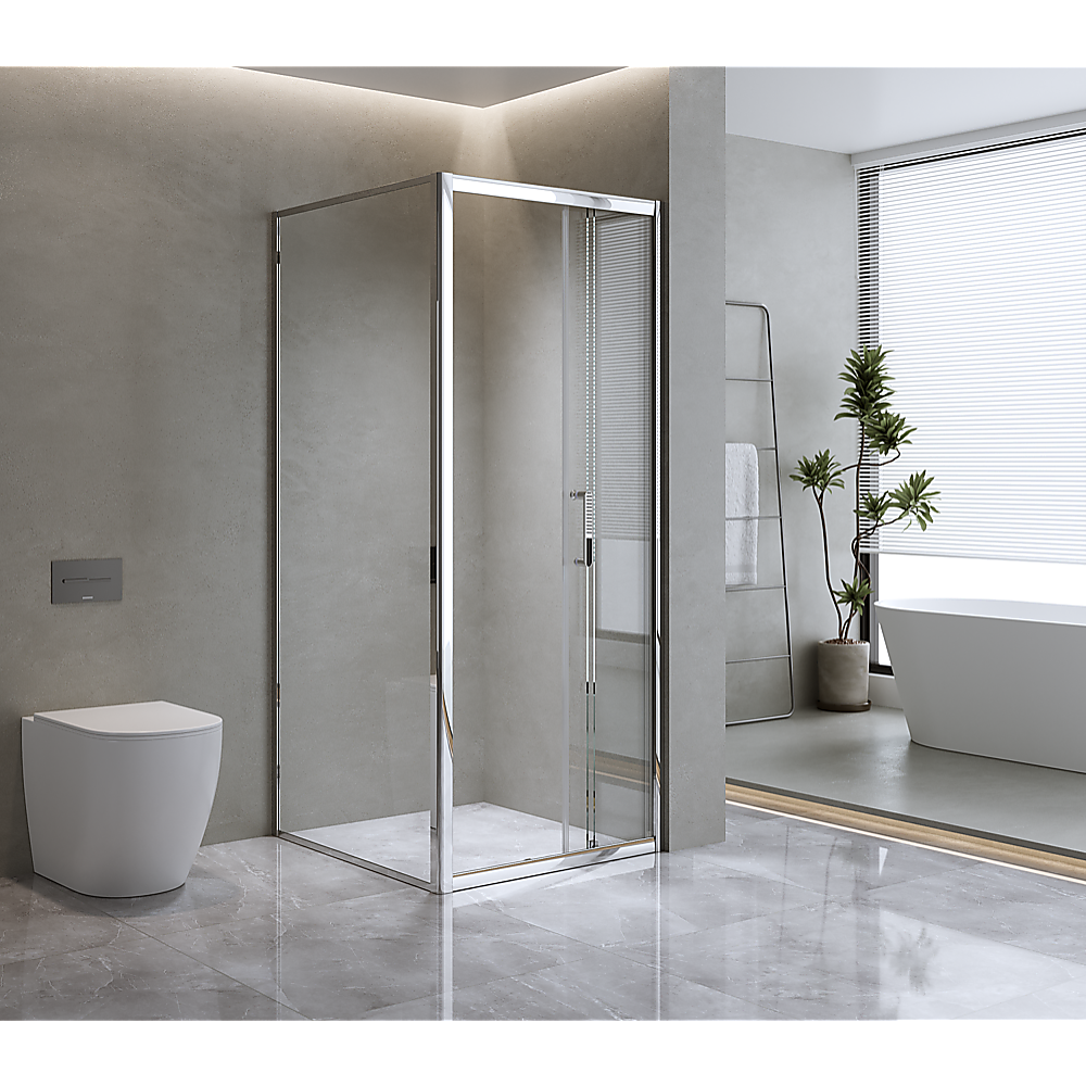 40mm Adjustable Contemporary Corner Sliding Chrome Shower Screen 120x92cm