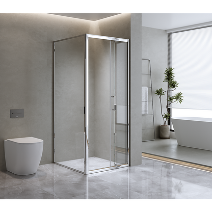 40mm Adjustable Contemporary Corner Sliding Chrome Shower Screen 120x92cm