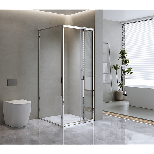 40mm Adjustable Contemporary Corner Sliding Chrome Shower Screen 120x92cm