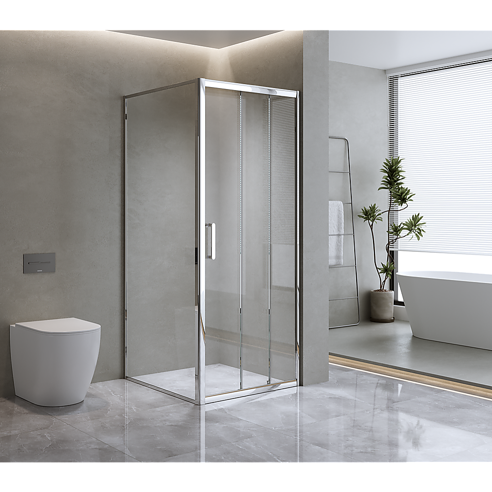 40mm Adjustable Contemporary Corner Sliding Chrome Shower Screen 120x92cm