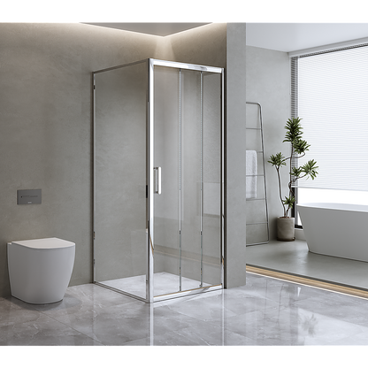 40mm Adjustable Contemporary Corner Sliding Chrome Shower Screen 120x92cm
