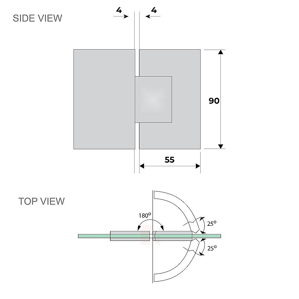 90x90cm Corner Frameless Shower Screen – Gold Wall & Floor Channel with Brass Hinges & Round Knob Handle