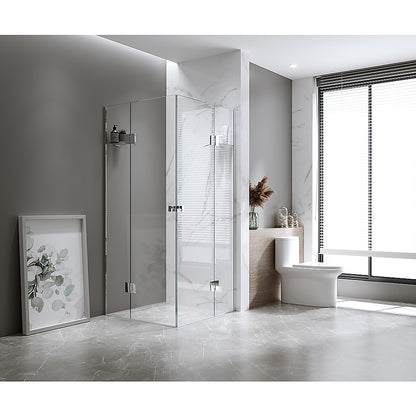 100x100cm Double Door Corner Shower Screen with Channels and SS Hinges - Gold