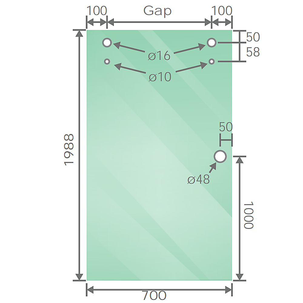 130x100cm Frameless Glass Sliding Corner Shower with White Rail and Hardware