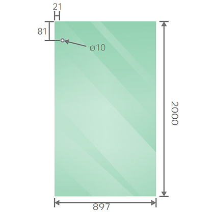 130x100cm Frameless Glass Sliding Corner Shower with White Rail and Hardware