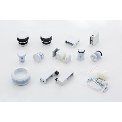 160x90cm Frameless Glass Sliding Corner Shower with White Rail and Hardware