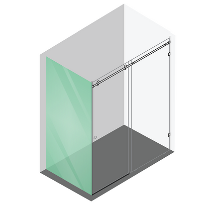 160x90cm Frameless Glass Sliding Corner Shower with White Rail and Hardware