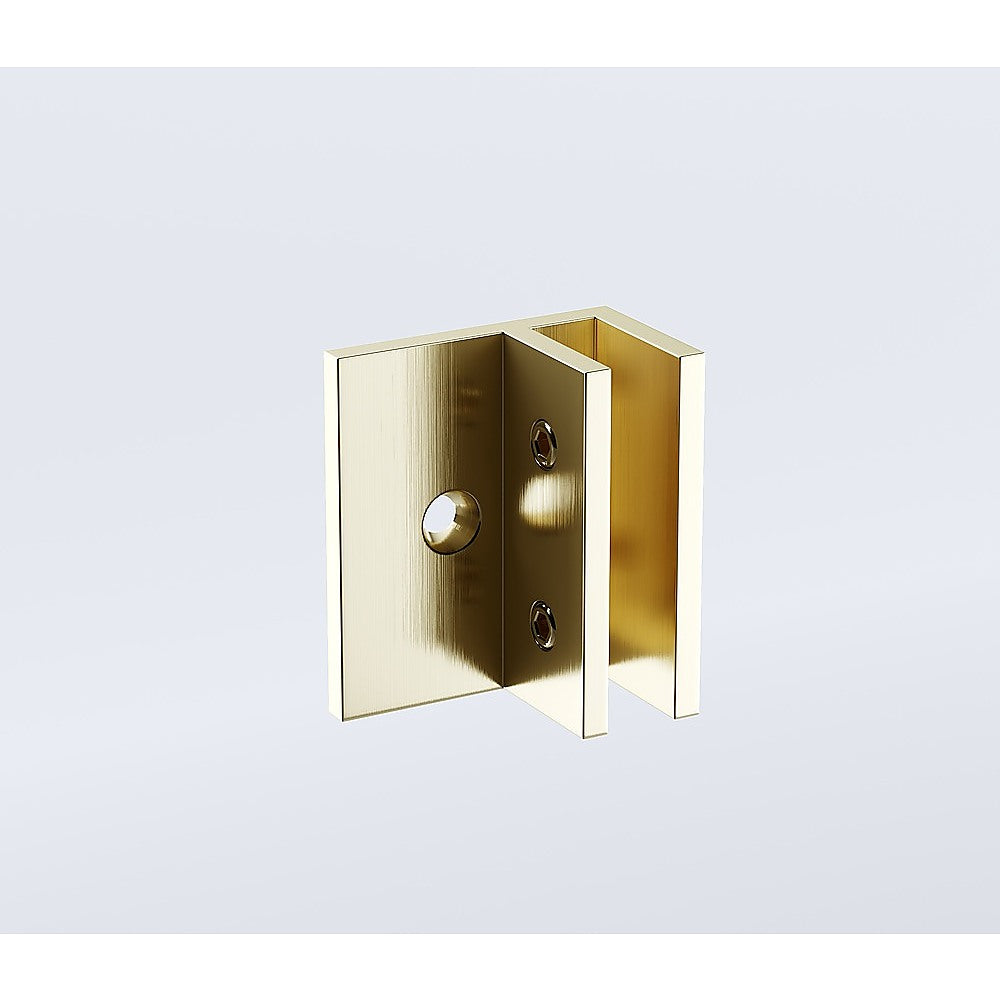 120x120cm Corner Frameless Shower Screen with Gold Brackets and SS Hinges, Round Handle