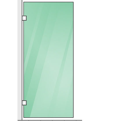 110x70cm Corner Frameless Shower Screen with Gold Brackets and Brass Hinges, Round Handle