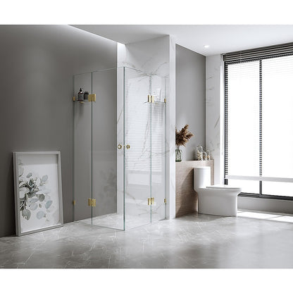 100x100cm Double Door Corner Shower with Gunmetal Brackets and SS Hinges, Round Handle
