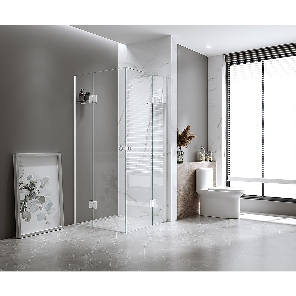 90x110cm Double Door Corner Shower with Gold Channels and SS Hinges, Round Handle