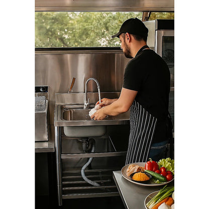 Freestanding Stainless Steel Kitchen Sink 120x50x79cm – Commercial Utility Wash Basin