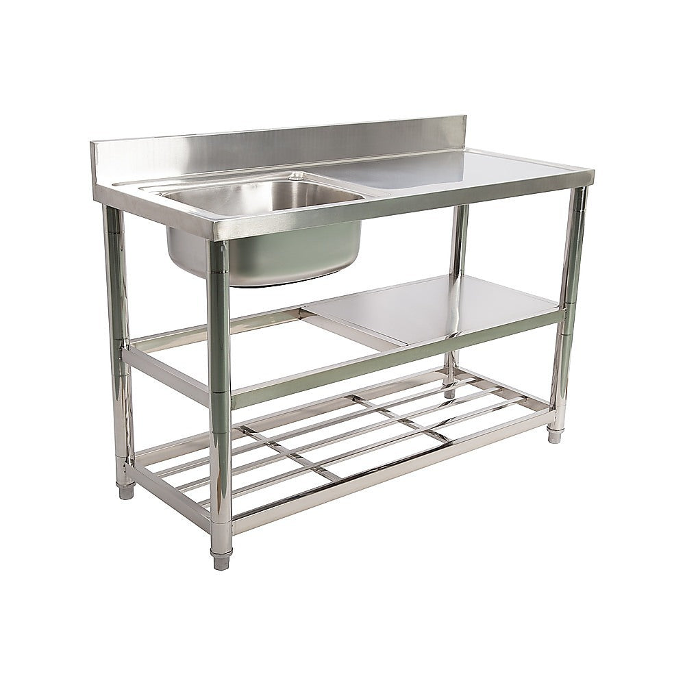 Freestanding Stainless Steel Kitchen Sink 120x50x79cm – Commercial Utility Wash Basin