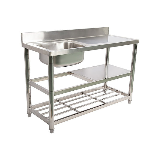 Freestanding Stainless Steel Kitchen Sink 120x50x79cm – Commercial Utility Wash Basin