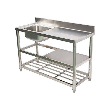 Freestanding Stainless Steel Kitchen Sink 120x50x79cm – Commercial Utility Wash Basin