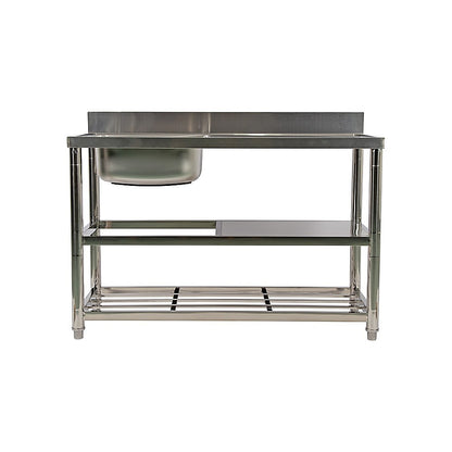 Freestanding Stainless Steel Kitchen Sink 120x50x79cm – Commercial Utility Wash Basin