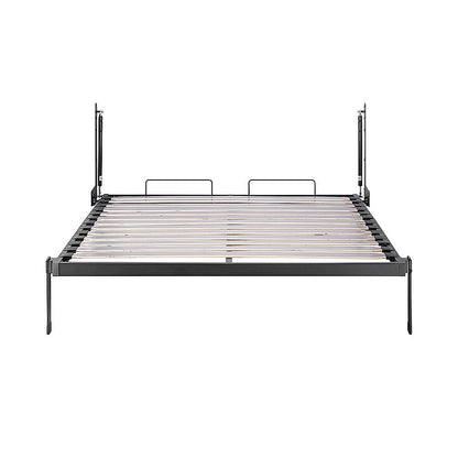 Double Wall Bed in White Gloss – Space Saving Murphy Bed Kit with Black Door Handle