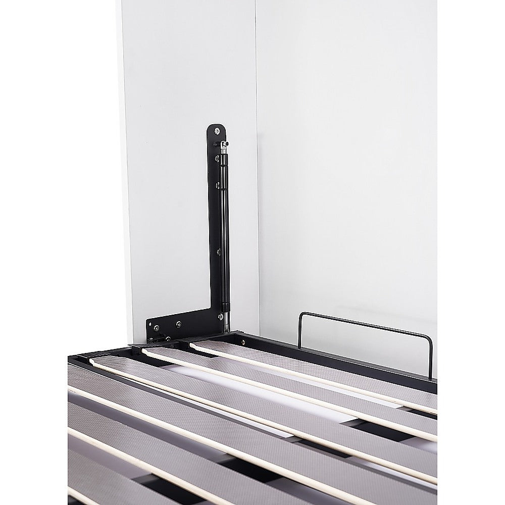 Double Wall Bed in White Gloss – Space Saving Murphy Bed Kit with Gold Door Handle
