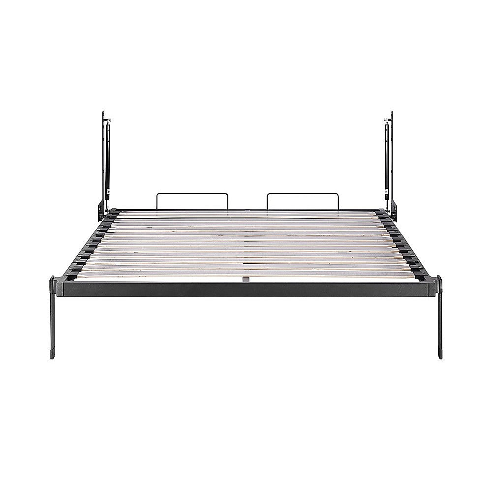 Double Wall Bed in White – Space Saving Murphy Bed Kit with Silver Door Handle