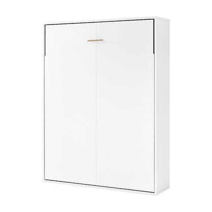 Double Wall Bed in White – Space Saving Murphy Bed Kit with Black Door Handle