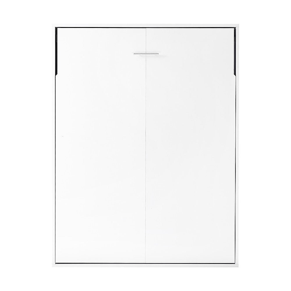 Double Wall Bed in White – Space Saving Murphy Bed Kit with Black Door Handle