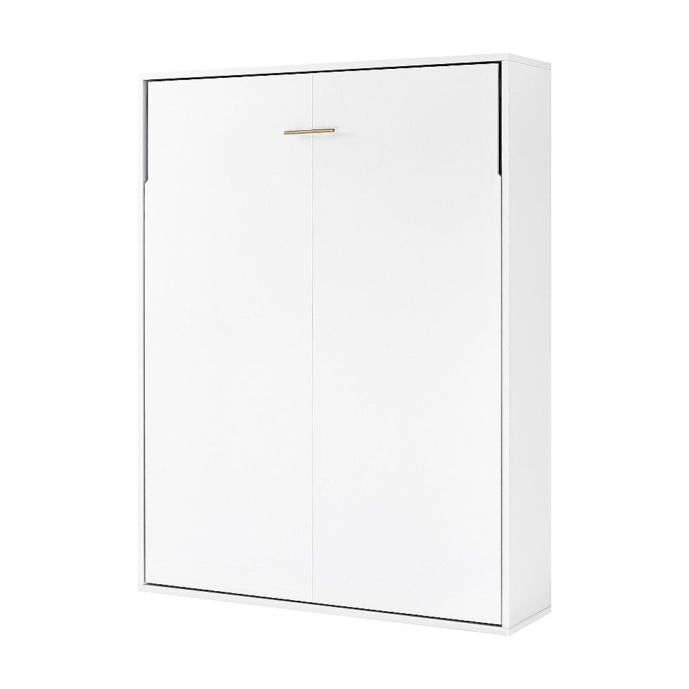 Double Wall Bed in White – Space Saving Murphy Bed Kit with Gold Door Handle