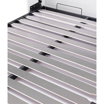 Queen Wall Bed in White Gloss – Space Saving Murphy Bed Kit with Gold Door Handle